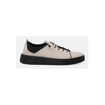 Pantofi casual din piele si piele ecologica - Bej
