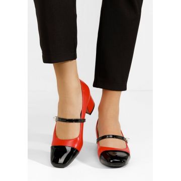 Pantofi cu toc gros Blety rosii