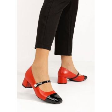 Pantofi cu toc gros Blety rosii