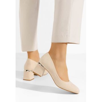 Pantofi cu toc gros Cabrilla V4 bej