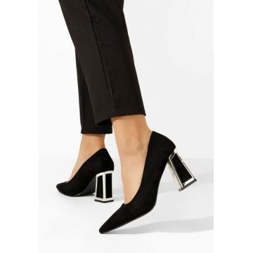 Pantofi cu toc gros Cizella V2 negri