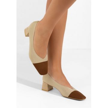 Pantofi cu toc gros Eusebya bej