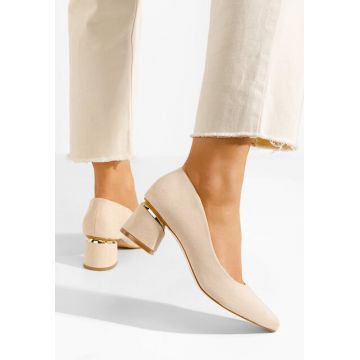 Pantofi cu toc gros Gretta V2 bej