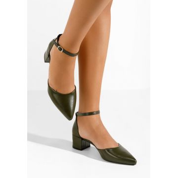 Pantofi cu toc gros Jordanna verzi