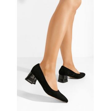 Pantofi cu toc gros piele Fadicia V2 negri