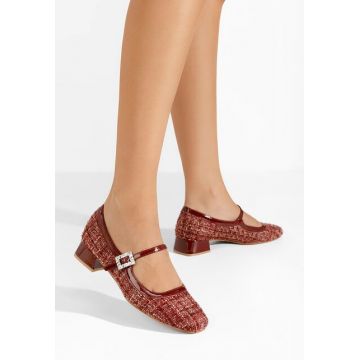 Pantofi cu toc mic Milina rosii