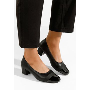 Pantofi cu toc mic Selea negri