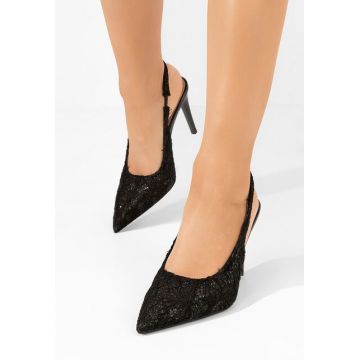 Pantofi cu toc subtire Arlette negri