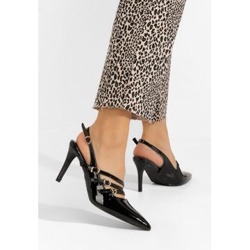 Pantofi cu toc subtire Hilma negri