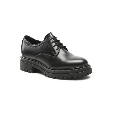 Pantofi dama -  Oxford - respirabili - piele naturala - negru -