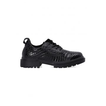 Pantofi de dama din piele cu aspect de crocodil