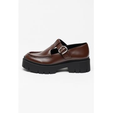 Pantofi de piele ecologica cu bareta in T Kris
