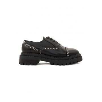 Pantofi din piele naturala cu tinte aplicate Gladys