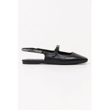 Balerini slingback din piele - Negru