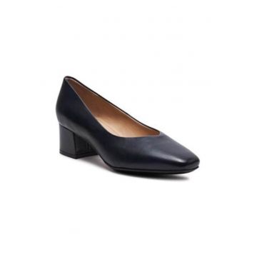 Pantofi cu toc dama -  piele naturala - bleumarin -