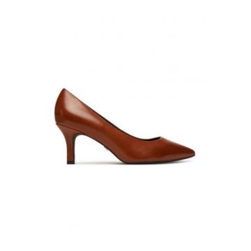 Pantofi cu toc dama -  toc inalt - piele naturala - maro - Pantofi cu toc dama -  toc inalt - piele naturala - maro -