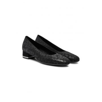 Pantofi cu toc mic dama -  piele naturala - negru