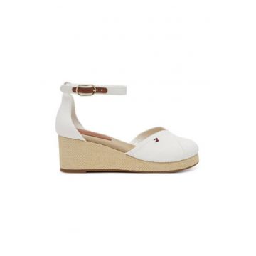 Pantofi dama -  platforma - textil - alb -