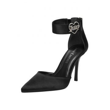 Pantofi dama -  toc inalt - negru - material textil - Pantofi dama -  toc inalt - negru - material textil -