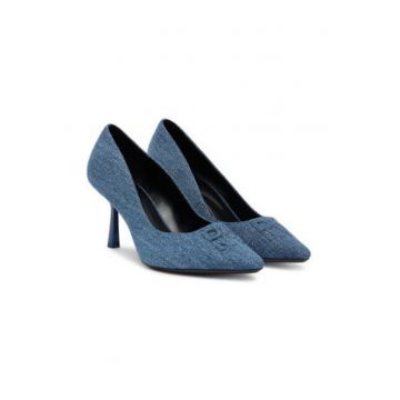 Pantofi dama -  toc inalt - textil - albastru Pantofi dama -  toc inalt - textil - albastru