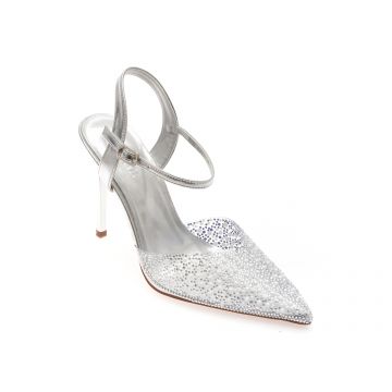 Pantofi eleganti GRYXX argintii, 64532, din piele naturala