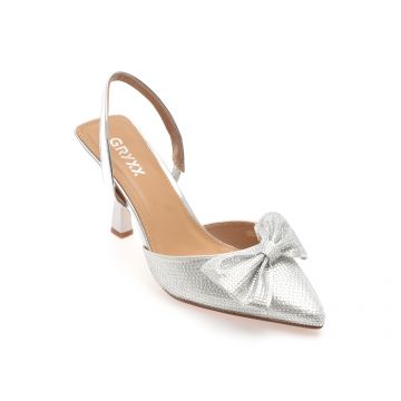 Pantofi eleganti GRYXX argintii, 82944, din material textil