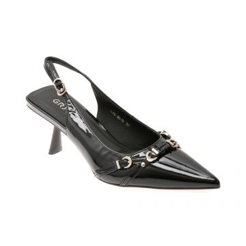 Pantofi eleganti GRYXX negri, C76, din piele naturala lacuita