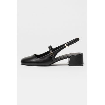 Pantofi Mary Jane de piele cu toc si catarama Pantofi Mary Jane de piele cu toc si catarama