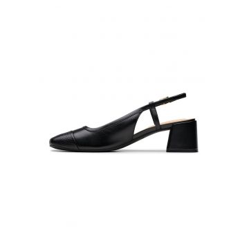 Pantofi slingback din piele cu toc masiv