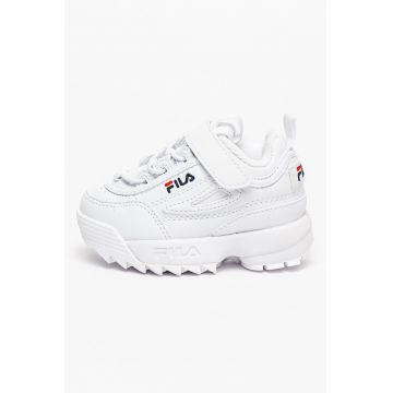 Pantofi sport de piele ecologica cu detaliu logo contrastant Disruptor - Alb optic