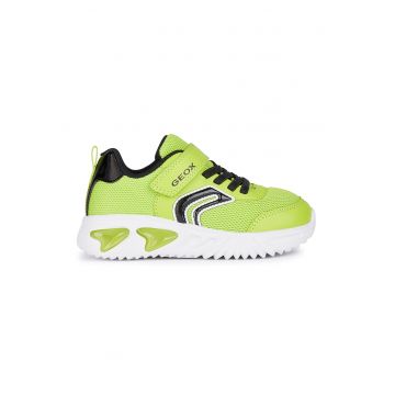 Pantofi sport Assister din plasa cu lumini led pe talpa - Negru/Verde lime