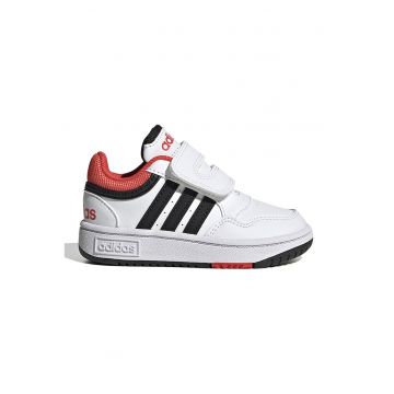 Pantofi sport de piele ecologica cu velcro Hoops - Rosu/Alb/Negru