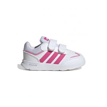 Pantofi sport de piele ecologica cu velcro Tensaur - Alb murdar/Roz