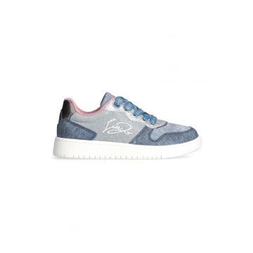 Pantofi sport din denim cu model colorblock - Gri/Albastru prafuit