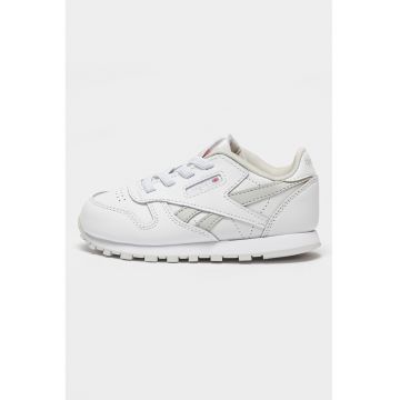 Pantofi sport din piele cu model uni Classic - Alb/Gri deschis
