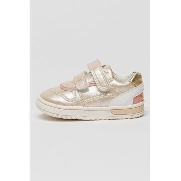 Pantofi sport din piele ecologica cu aspect metalizat - Alb/Roz pal