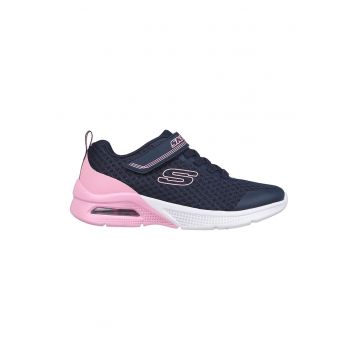 Pantofi sport din textil - usori - cu garnituri de piele ecologica Microspec - Roz/Bleumarin