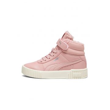 Pantofi sport mid-high de piele ecologica cu velcro Carina 2.0 - Roz prafuit