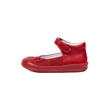 Balerini Fetite -  Flexibili - cu Model si Fundita - Rosii - 711 - Rosu - Rosu