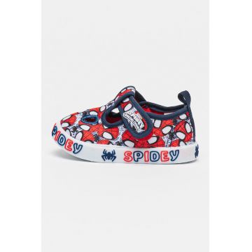 Pantofi din material textil cu inchidere velcro si imprimeu cu desene animate