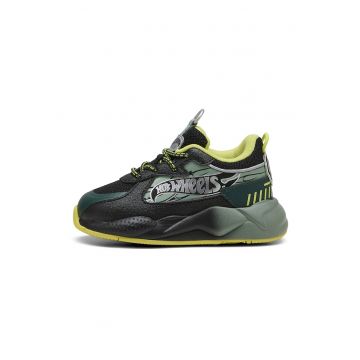 Pantofi sport cu garnituri din material textil - Negru/Verde lime