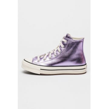 Pantofi sport cu platforma si aspect metalizat All Star Lift - Violet/Argintiu