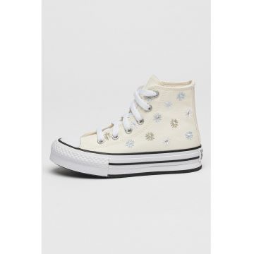 Pantofi sport cu platforma si flori brodate All Star Lift