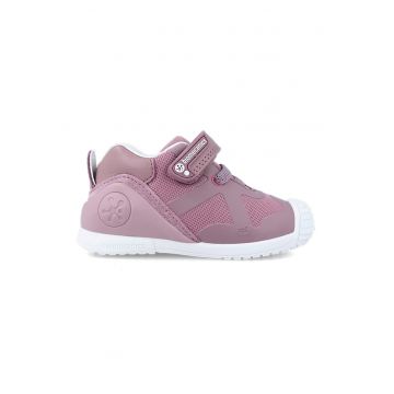 Pantofi sport cu talpa wedge si inchidere velcro - Alb/Lila
