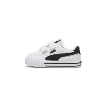 Pantofi sport Court Classic cu velcro - Negru/Alb murdar