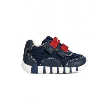 Pantofi sport Iupidoo cu velcro si garnituri de piele ecologica - Bleumarin