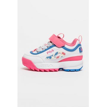 Pantofi sport de piele ecologica cu model colorblock Disruptor - Alb/Fucsia