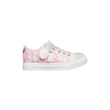 Pantofi sport de piele ecologica cu model grafic - Roz deschis