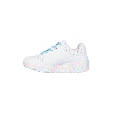 Pantofi sport de piele ecologica Uno Lite - Lovely Luv - Alb/Albastru deschis