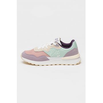 Pantofi sport din piele ecologica cu talpa plata si insertii din plasa